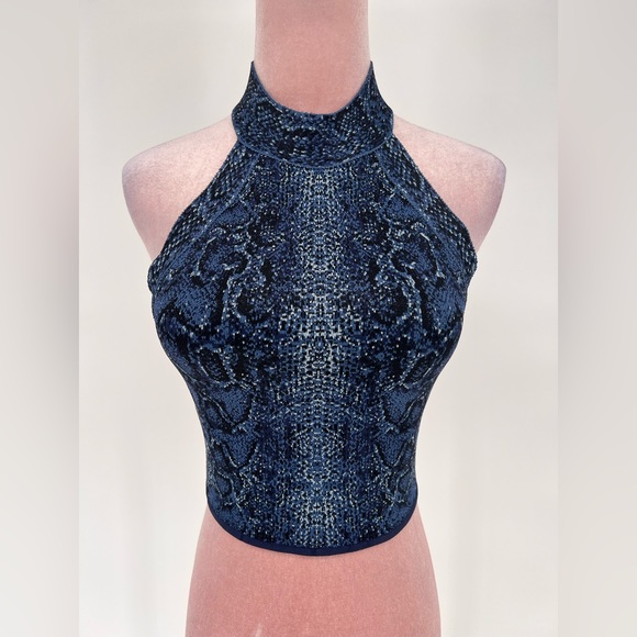 NWT BCBGMaxAzria Snake Skin Print Crop Top - Picture 5 of 12